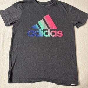 Adidas Kids Charcoal Tee with Colorful Logo